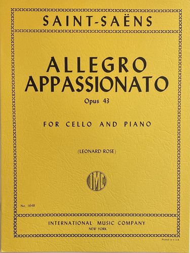 Saint-saens Camille Allegro Appassionato Op43. Para Violonch