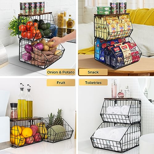 2 Cestas Apilables Frutas Y Verduras Cocina, Cestas Col...