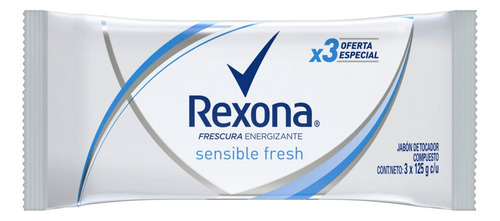 Jabón en barra Rexona Sensible Fresh Energizante 125 g pack x 3