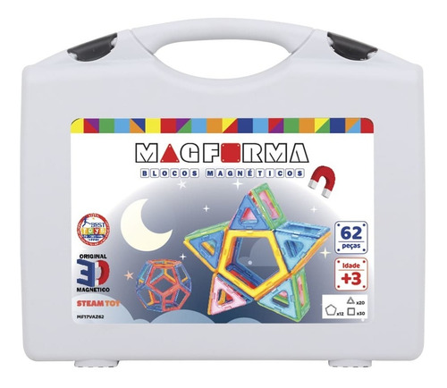 Brinquedo Educativo Magnético Mag Forma Maleta Vazado 62 Pç