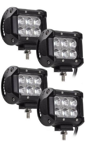 Kit Focos Led Barra Neblineros: Pack 4x18w