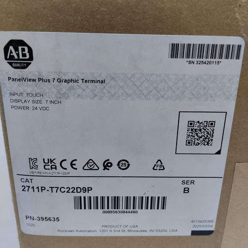 2711p-t7c22d9p Allen Bradley Panelview Plus 7 Hmi Tft Nueva (Usado)
