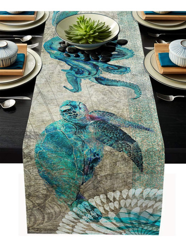 Sea Table Runner-cotton Linen-long 108 Inche Beach Dresser