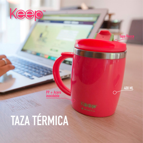 Jarro Vaso Termico Keep 400 Ml Acero Inoxidable Libre Bpa Rosa Classic Mug