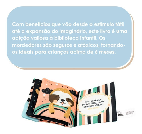Livro De Pano Com Mordedor- Hora Do Soninho - Durma Bem! Bons Sonhos! Brilha, Brilha! - Montessori Lúdico Sensorial E Visual - Editora Todolivro