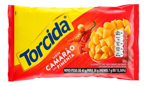 Salgadinho Torcida Jr Camarão Com Pimenta 38g - Embalagem C/