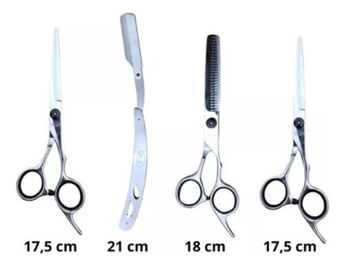 Kit 3 Tesouras Profissionais Barbeiro Fio Laser Navalhas