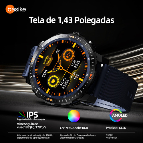 Relógio Inteligente Smartwatch Ultra Bazik Prime W92 Rpo Max Masculino Smartwatches Para Android, Ios Whatsapp Chatgpt 100 Modos Esportivos Gps Ip68 1.43 Amoled 466*466 Px 470mah Cor