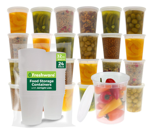 Recipientes De Almacenamiento De Alimentos Freshware [24 Pi.