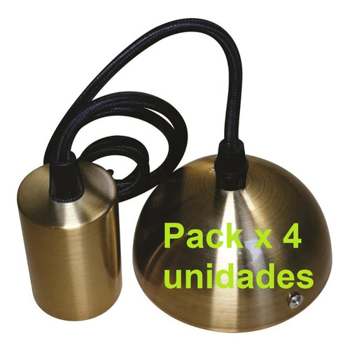 Lampara Portalampara Colgante E27 Metal Bronce Vintage Pack 