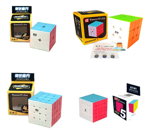 Pack 4 Cubos Speed Rubik Qiyi 2x2 + 3x3 + 4x4 + 5x5 Original