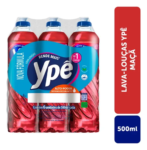Detergente Ypê Maçã 500ml Com 6 Unidades