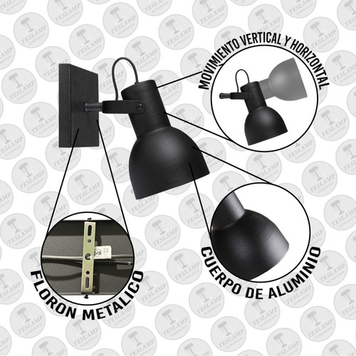 Imagen 3 de 10 de Lampara Aplique Spot Pared 1 Luz Minimalista Apto Led