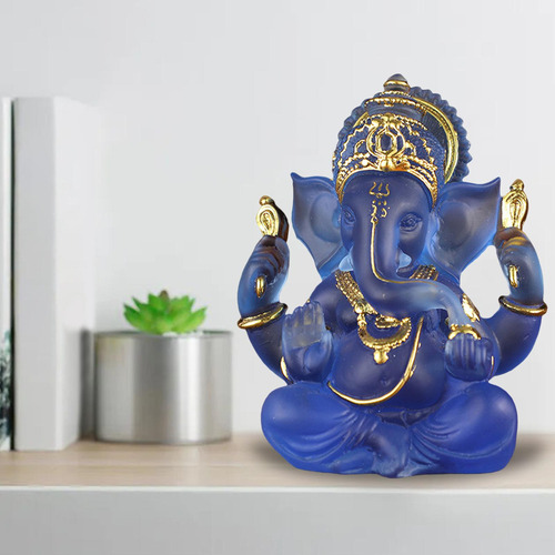 Estatuilla De Ganesha, Azul Azul Elefante Azul Elefante Azul