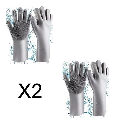 Pack X2 Pares De Guantes De Silicona P/lavar Cocina Baño