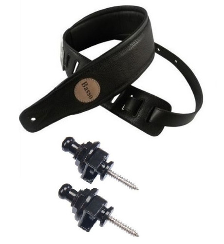 Combo Correia Basso Classic Couro Clássica Com Strap Lock 