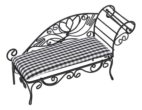 BSTCAR Cama Miniatura Para Casa De Muñecas 1:12 – Estructura Metálica Retro Con Patrón De Flores Rosas