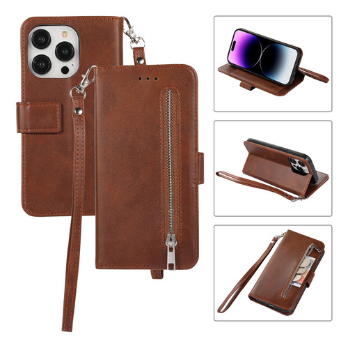 Funda Para Samsung Galaxy A7 2018/ A8 2018/ J4 2018, Funda Tipo Cartera Con Cierre, Correa Para La Muñeca, Función Atril