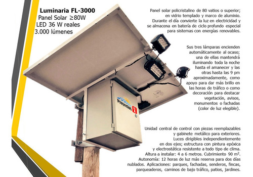 Imagen 3 de 10 de Luminaria Panel Solar Fl-3000 Leds 36w Lámpara Sensor Movimi