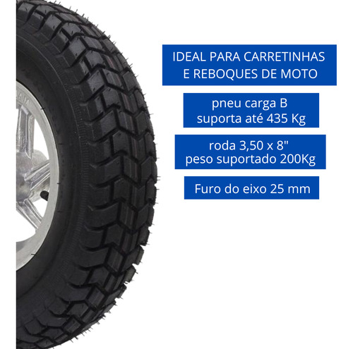 4 Pneus Reforçado Câmara Roda 8 Para Reboque Carretinha Moto