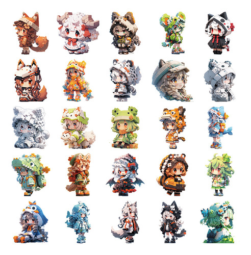 Adesivos De Desenho Animado Pixel Para Crianças