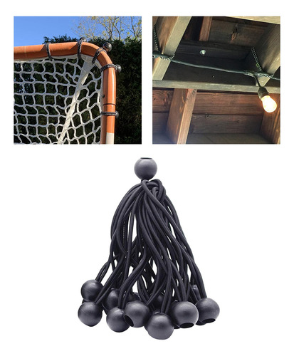Cuerdas Elásticas De Bola De 10 Piezas, Lazos De Lona Negro