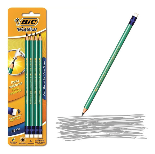 Kit Bic 4 Canetas Azul + 4 Lápis Preto Hb Nº2 Hexagonal