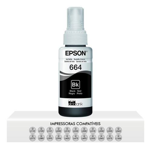 Refil Tinta Para Ecotank T664 Preto Epson Original