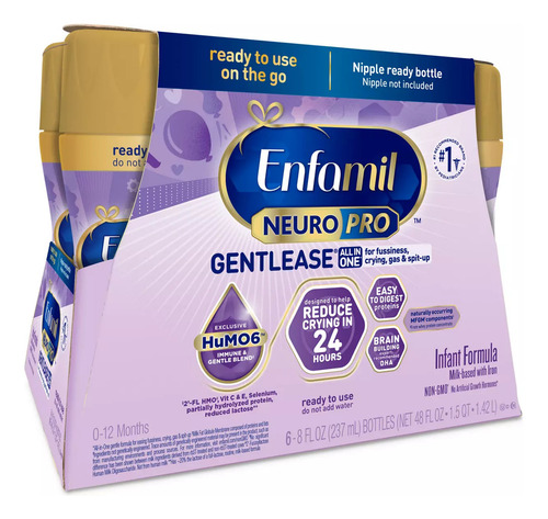 Enfamil Neurpro Gentlease Infant Formula Bottles 6 Pz Sabor Sin Sabor