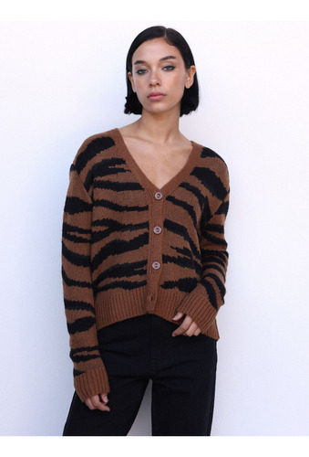 Chaleco Mujer Foster Cardigan Crop Print