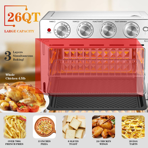 Freidora Geek Chef, 26 Qt, Acero Inoxidable, 1700 W