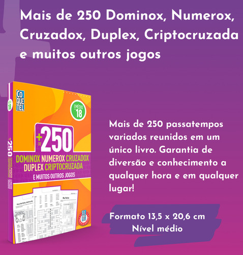 Livro Coquetel Mais 250: Numerox, Cruzadox, Duplex, Criptocruzada E Muitos Outros Jogos Nível Médio Ed 18, De A Coquetel. Editora Coquetel - Nf, Capa Mole, Edição 18 Em Português, 2022