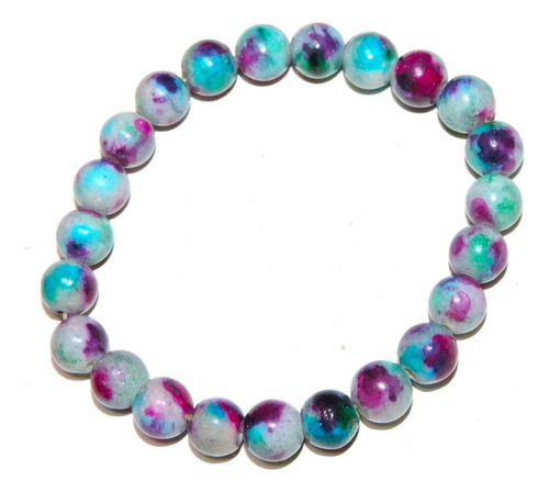 1 Pulsera  Piedra Jade  Color Turquesa Lila 8 Mm