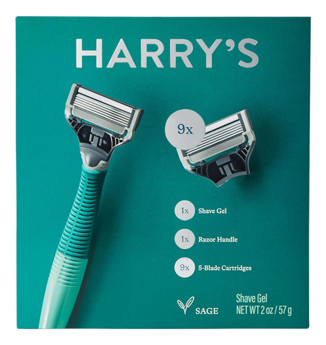 Kit De Afeitar Harrys: Mango Ergonómico, 9 Piezas
