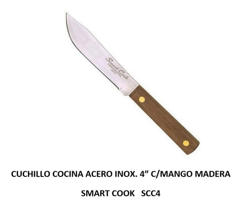 Cuchillo De Cocina 4¨ A/ Inox Mango De Madera Emp. 12 Pzas