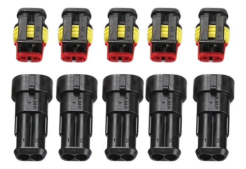 Conector Impermeable Automotriz 2 Pines Macho Hembra 5piezas