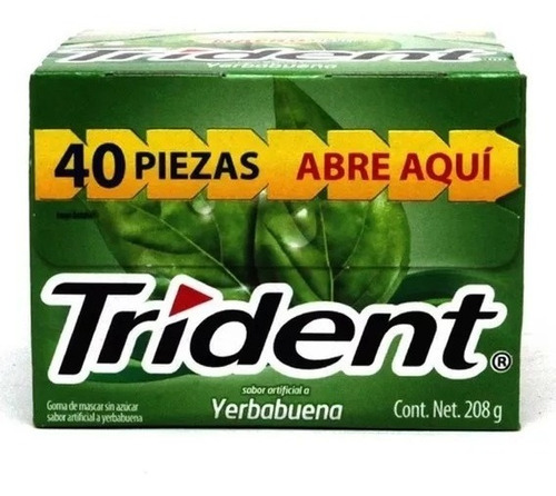 Trident 4s Yerba Buena Chicle Paquete Con 40pz