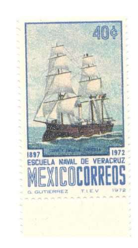 Estampilla 75 Aniv Escuela Naval Veracruz  Barco 1972 Mnh 