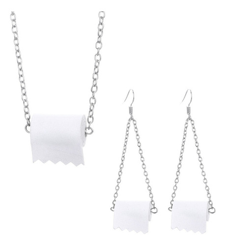 Juego De Collares Y Pendientes De Papel En Rollo Blanco, 6 P