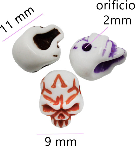 Cuenta Separador Acrílico 100g Pulseras Bisutería Collares Calavera Café 230pz 9 Mm 1.1 Mm