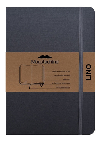 Libreta Moustachine Classic Lino Gris Mediano A5