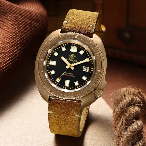 Addiesdive Reloj De Buceo Automático De Bronce Reloj De Para