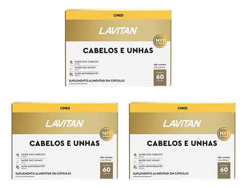 Kit 3 Lavitan Cabelos E Unhas 60 Capsulas - Cimed