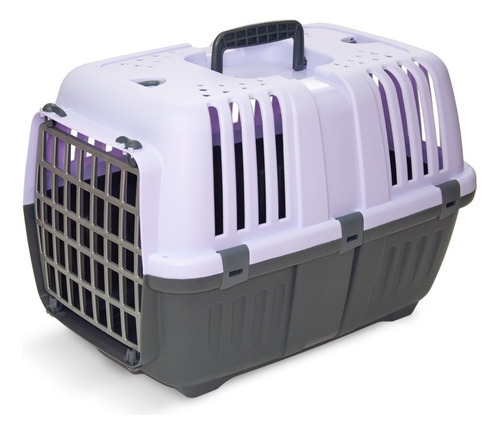 Caja Transportadora De Mascota Chica Art 4076 Color Gris/violeta
