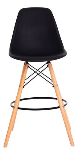 Imagem 2 de 5 de Banqueta Alta Eiffel Eames Preta Base Madeira Várias Cores