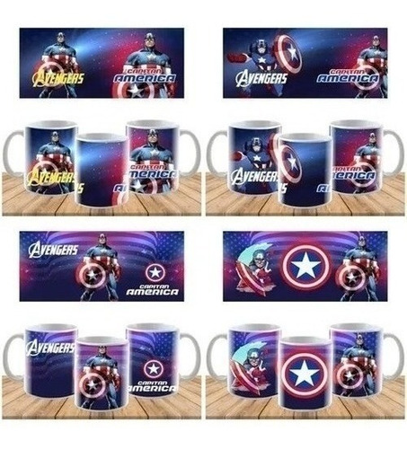 Plantillas Sublimación Tazones Tazas Capitan America!!.