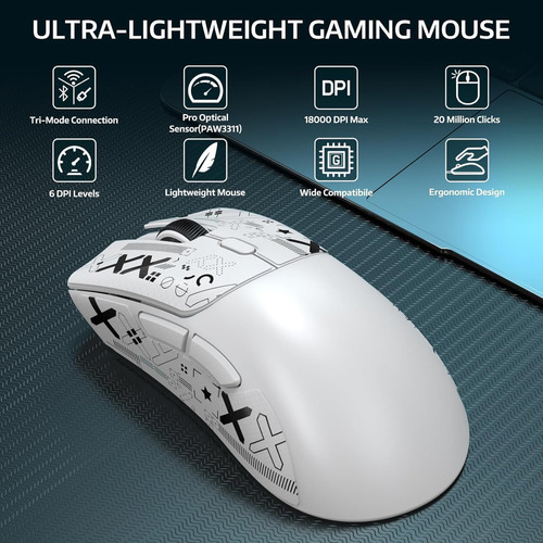 Mouse Para Jogos Sem Fio Attack Shark R1 Tri - Modo 18000 Dp