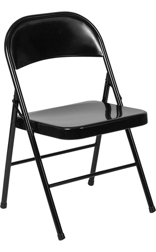 Juego De 4 Sillas Plegables De Metal Color Negro Con Apoyapi