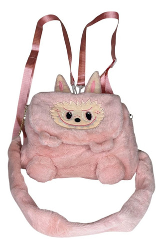 Mochila Peluche Labubu Bolsa Versátil Ligera Varios Colores Rosa Claro