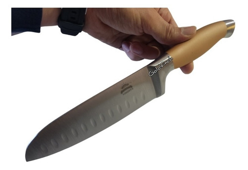 Cuchillo Santoku 20cm Chef Dorado Forjado Excelente Oferta